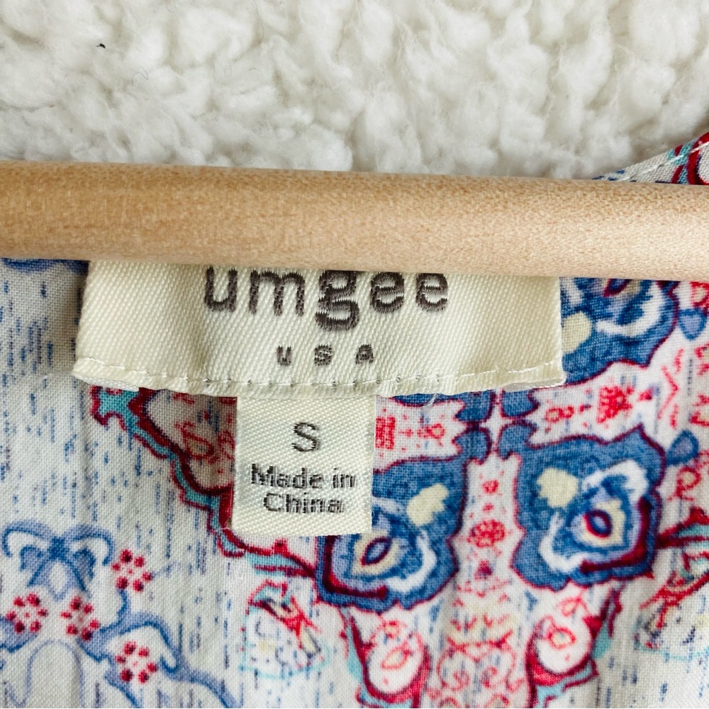 Umgee Women's blue red and cream sleeveless shift mini swing dress, Sz S - Picture 9 of 16